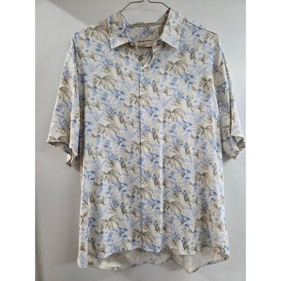 Tommy Bahama Aloha; Hawaiian; Tropical Shirt SS; Lt. Blue Floral. Sz L - Picture 1 of 7